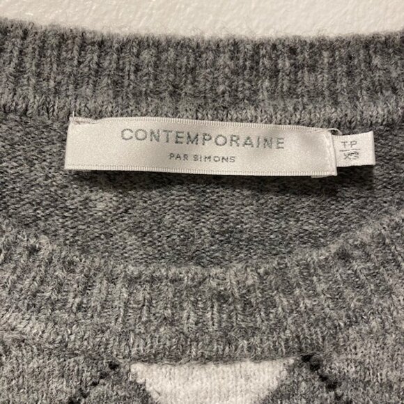 Simons Contemporaine Grey Plaid Checkered Sweater - Picture 4 of 4